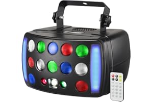 WorldLite Party Disco Light 4-in-1 with RGBW Derby Beam, Led Strobe, Red Green Starry and Marquee Effects, Perfect for Disco Party Wedding Bar Club Festival DJ & Stage Lighting