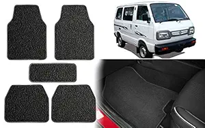 Selifaur - Set of 5 Pcs Black Carpet Floor Car Mats for Maruti Suzuki Omni