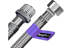 BERGFELD 3/4" AG x 3/4" IG x Länge - Waschmaschinenschlauch Spülmaschinenschlauch Flexschlauch Panzerschlauch Schlauch Zulaufschlauch Verlängerung Spülmaschine Waschmaschine - L: 90 cm