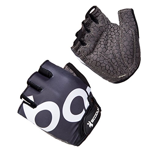 Asvert Fahrradhandschuhe mit Dämpfende 8mm Schaumstoffpolster Breath halbe Finger-Fahrrad-Reitfahrrad-Handschuhe ( schwarz )