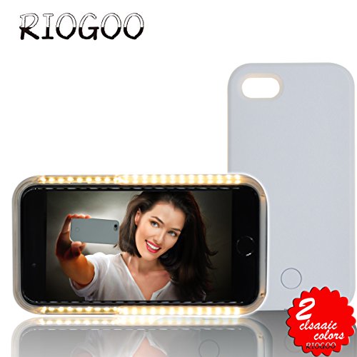 Funda con luz para selfies  RIOGOO funda para selfies con luz para FaceTime - Funda para m  vil iluminada para iPhone 7 - Blanco