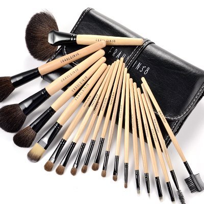 Glow 19 Pc Wooden Make Brush Set with Black Case