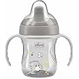 Chicco Baby Training Sippy Cup for 6+ Months, 200ml | Semi Soft Bite-Resistant Spout | Spill Proof | Easy Grip | BPA Free Material (Grey)