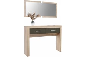 Mattfy - Mueble Recibidor Horizontal, Modelo Victoria, Práctico y Funcional, Color Cambria y Grafito, Medidas: 115 cm Largo x 26 cm Fondo x 180 cm Alto