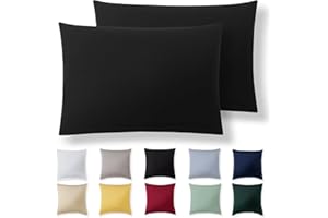 Alreya Poszewka na poduszkę 30 x 50 cm (zestaw 2 szt.) – czarna, 100% bawełna dżersej, poszewka na poduszkę 30 x 50 cm, z dżerseju, super miękka poszewka na poduszkę 30 x 50 cm, z zamkiem