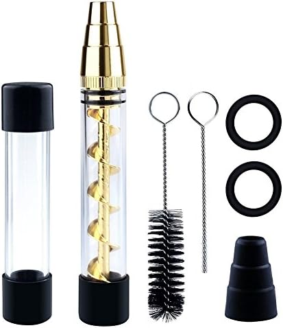 AUSYDE Twisty Glass Blunt Come with Blunt- 2 x Quartz Glass Pipes 4 x Rubber Caps Cleaning Brushes comes in a Compact Case (Gold Color Round Nozzle)