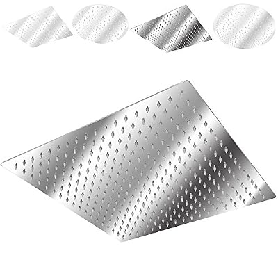 TecTake Douche en acier inox à effet pluie douche de tête pomme pommeau - diverses modèles - (Carrée 40x40cm | No. 401601)