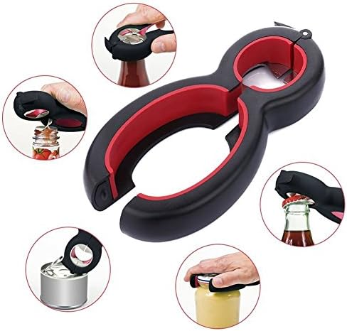 Multifunction Portable Bottle Opener 6 in1 Stainless Steel Manual Opener for Can/Bottle/Cap/Jar/ Tin/ Beer/Wine/ Kitchen/ Restaurant or on Travel