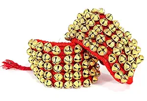 Dance Ghungroo (50 + 50) Red 5 Line Ghungroo with Cushion Pads | Bell, Ghungru 5 Line Red Pad, Red Pad Ghungroo 5 Line (5 Line) | Paijania