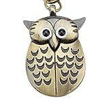 Uhren Herren Wasserdicht Sport Luxus-Edelstahl-Quarz-Militärsport-Lederband-Eule Retro Watch Key Buckle Watch Halskette Anhänger Uhr Schmuck Quarzuhr (Gold)