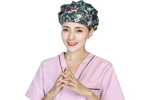 PRETYZOOM 2pcs Scrub Cap Hat Cute Flower Pattern Cotton Scrub Hat Adjustable Doctor Nurse Cap for Women Men
