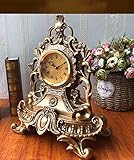 Relddd Kaminuhr Kaminuhren,Kreative antike Uhr stumm Wohnzimmer am Krankenbett Retro Uhr Ornamente 25 * 33 * 14 cm sitzend