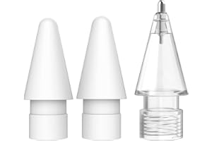 BEAUDOM Confezione da 3 punte per Apple Pencil 2° e 1° generazione, 2 punte di ricambio per Apple Pencil ad alta sensibilità + 1 nessuna usura, controllo preciso, punta fine da 1.8 mm, Trasparente