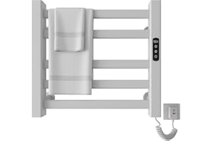 SKYLYZH Electric Towel Radiator 500 x 550 mm Intelligent Constant Temperature Towel Heater Bathroom Radiator Electric Towel Radiator Towel Dryer Carbon Fibre Heating Anthracite White Right