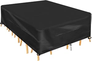 INMUA Garden Furniture Covers Waterproof, Extra Large Outdoor Patio Furniture Covers, Heavy Duty 420D Oxford Fabric Rectangular Garden Table Covers, Windproof, Rip Proof (350x260x90cm)