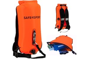 SAFE4SPORT.PL RunSwimmer - dmuchana boja asekuracyjna do pływania i plecak 3w1 - duża bojka z suchą kieszenią na rzeczy 28L - bojka do triathlonu