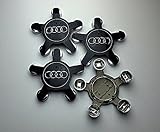  Alles Schwarz Radkappen Center Hub Caps 5 Speichen Abdeckungen Abzeichen 134 mm