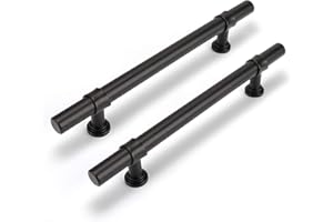 LONTAN 5 Black Cupboard 160mm T-Shaped Black Drawer Handles Dresser Cabinet Pulls Vintage Wardrobe Bedroom Cupboard Door Pulls