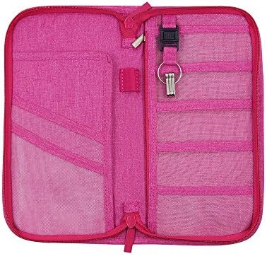 HANERDUN Multi-Function Familly Travel Passport Wallet Passport Holder Case Cover Bag Double Zip Key Wallet Purse Ticket Credit ID Card Cash Document Organiser Bifold with Hand Strap for Men Women