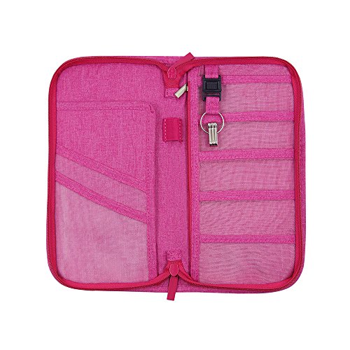 HANERDUN Multi-Function Familly Travel Passport Wallet Passport Holder Case Cover Bag Double Zip Key Wallet Purse Ticket Credit ID Card Cash Document Organiser Bifold with Hand Strap for Men Women