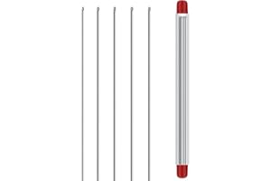 SUCHUANGUANG 5 Piezas Aguja para Lombrices Herramienta de Alimentación de Agujas con Gancho para Lombrices Huecas Portátil para Pesca de Carpas Acero Inoxidable Fácil de Usar