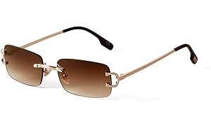 ADEWU Lunettes de soleil rétro vintage sans monture Protection UV Lunettes de soleil étroites rectangulaires pour homme et femme Unisexe