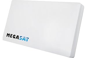 Megasat Flachantenne D4 Profi-Line – Sat-Flachantenne (4 Teilnehmer, wechselbares LNB, Installation an Wand, Mast-/Balkonhalter oder Fenster) – Weiß