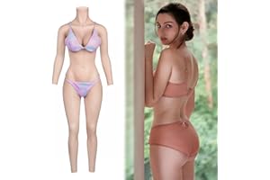 ‎MINAKY Minaky Silikon Brüste Silikon Bodysuit Brustformen Brustplatte mit Armen und Katheter für Transgender Crossdresser-Insertable, C Cup，Elfenbein