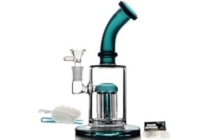 BONGBONGBONG Szklane bongi z perkolatem Tornado, zielone bongi wodne z 14,5 mm dzban szklana rurka do wędzenia fajki wodnej wyślij szczotkę do czyszczenia (zielony bong)