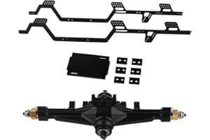 Pothyes TRX-4M Aluminum Alloy 6x6 Chassis Frame Rail with Brass Complete Middle Axle for TRX4M 1/18 RC Crawler Upgrade (Black)