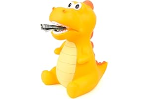 Lakpopya Salvadanaio Dinosauro per Bambini, Grande Salvadanaio Apribile in Materiale PVC Sicuro per Decorazione Della Stanza dei Bambini/Regalo/Giocattolo/Regalo di Battesimo(giallo, seduto)