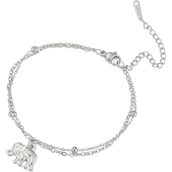 Hanessa Bracciale Elefante Con Sfere Turchesi – Gioiello In Lega Di Zinco, Regalo Per Donna, Argento - 3