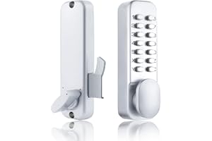 CODACE Keyless Entry Door Locks with Keypads Deadbolt, Mechanical Combination Latch Door Lock with Handle, Waterproof Keyless Sliding Door Lock, Digital Code Gate Front Door Lock Set with Door Knob (Silver)