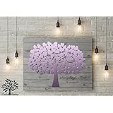 70x50 cm, 3D - Optik Leinwanddruck-Gästebuch, Hochzeitsbaum, Wedding Tree, Rustikales Gästebuch, Leinwanddruck - Baum, Keilrahmen und Holz Motiv