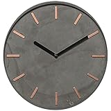 LS-LebenStil Beton Wanduhr Grau Kupfer 28cm rund Küchenuhr Schwarze Zeiger