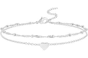 LunarCharm Stainless Steel Heart Anklets for Women, Heart Link Anklets, Summer/Beach Jewelry Accessories