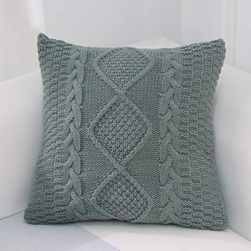 DOKOT Kissenhülle Baumwolle gestrickt Dekorative Kissen Fall Quadrat Kissenbezug 18 x 18 Zoll Weichen Kissen Fall Kissen mit unsichtbaren Reißverschluss für Sofa Car Schlafzimmer Wohnzimmer (Grau)