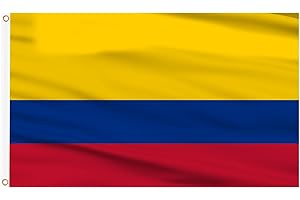 AhfuLife Bandera de Colombia de 150cmx 90 cm, 1 Pieza de Bandera de Colombia, Colores Brillantes con Ojales de Latón para Decoraciones de Fiestas, la Copa Mundial, Día Nacional, Jardín, Calle
