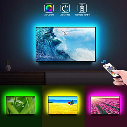 Minger - Kit de iluminación para televisor de 6 pies, con tira de luz RGB, no impermeable, con mando a distancia, kit de iluminación para monitor de ordenador de escritorio HDTV, alimentación por USB