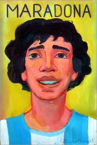 Wood print 60 x 90 cm: Maradona 3 by Diego Manuel Rodriguez