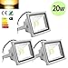 Produktbild Hengda® 3x 20W Warmweiß Energiesparend LED Fluter IP65 Wandleuchter Fluter Flutbeleuchtung Flutlicht Scheinwerfer Baustrahler Außenstahler silber grau Aluminium Gehäuse AC85-265V