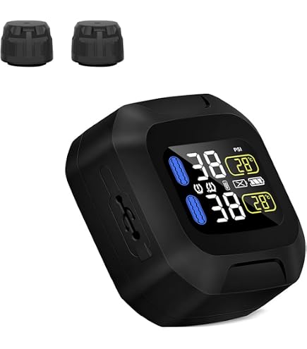 TPMS Per Motocicletta - Monitor Pressione Pneumatici Con 2 Sensori, Schermo LCD, Ricarica USB, Impermeabile IP67