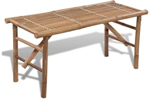 vidaXL Classic Folding Bamboo Bench - Brown Portable Weather-Resistant Outdoor Furniture with Easy Maintenance, For Gardens, Patios and Indoor Spaces