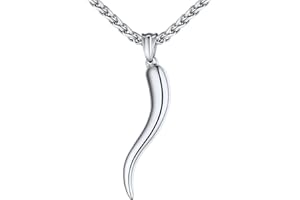 U7 Colgante de Cuerno Italiano Buena Suerte Cornicello Collar de Acero Inoxidable para Hombre Mujer con Caja de Regalo
