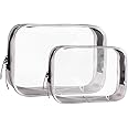 Buminee Clear Travel Bags for Toiletries, Lightweight Clear Toiletry Bag, 2 Pack Multipurpose Transparent TSA Cosmetic Bag Clear Pouch For Traveling, 2 clear pouches, 2 Pack