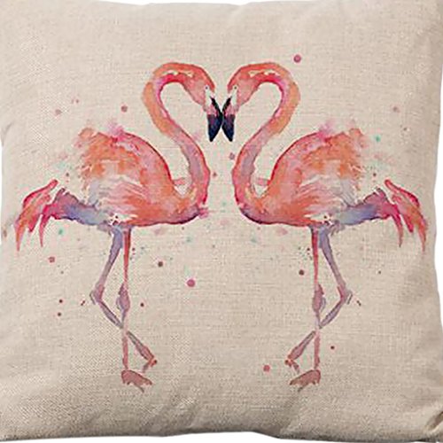Baumwoll Leinen Wurf Kissenbezug Sofa Haus Dekor Flamingo Form – 01, 44 * 44 - 5