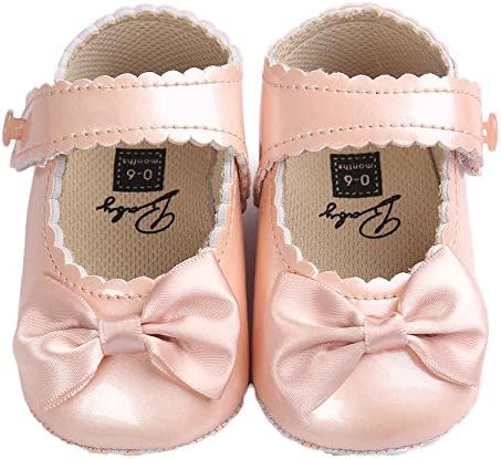 Switchali Baby Girl Bowknot pu Leather Shoes Sneaker Anti-slip Soft Sole Toddler Shoes (UK:2/6~12 Month, Gold,)