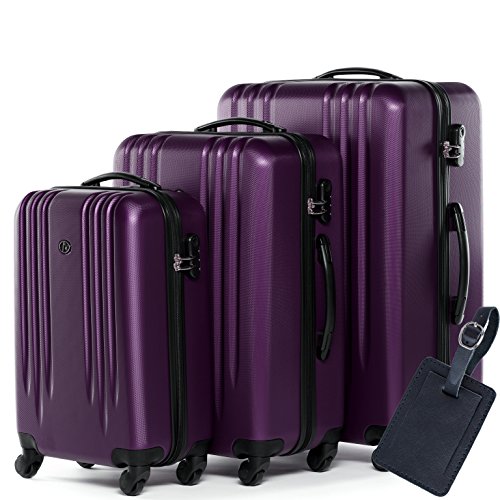 FERG&Eacute;&reg; Juego de 3 maletas de viaje Marseille Trolley funda r&iacute;gida 4 ruedas rosa