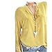 Produktbild Riou Langarmshirt Damen Tops Hemd Pure Longsleeve T Shirt Damen Frauen Tops Oberteile Hoodie Pullover Damen Sweatshirt Baumwoll Blusen Damen Tunika Herbst (M, Gelb)