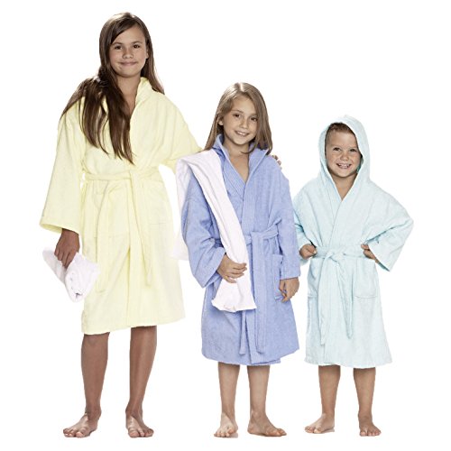 ZOLLNER® Kinderbademantel / Bademantel für Kinder mit Kapuze, 140/152 hellblau, in weiteren Größen erhältlich, je Größe eine andere Farbe, 100% Baumwolle, direkt vom Wäschespezialisten, Serie „Junior“ - 4